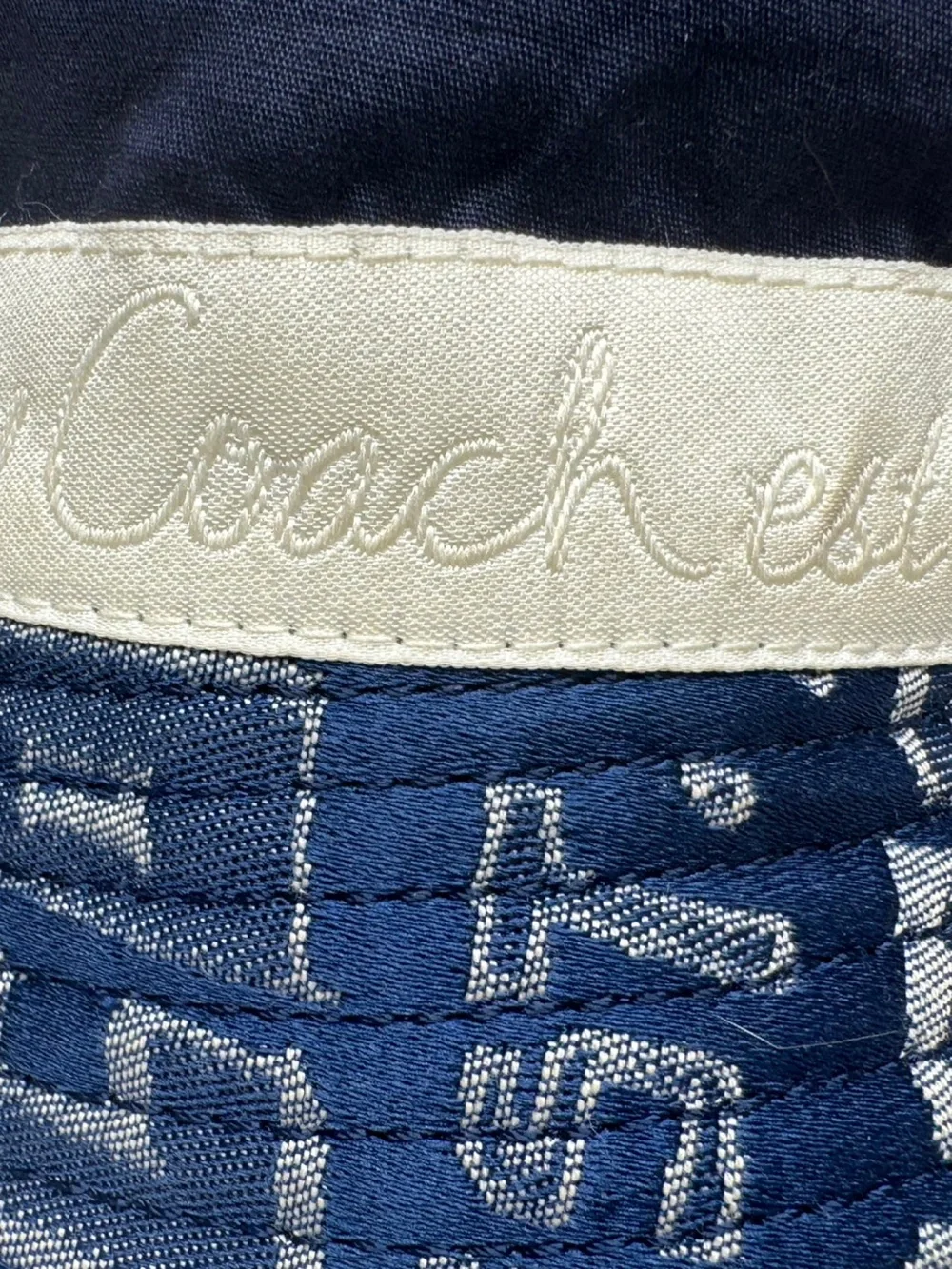 Coach Y2K Poppy Blue Graffiti Script  Story Patch Sara Bucket M/L Hat 80913 NWT